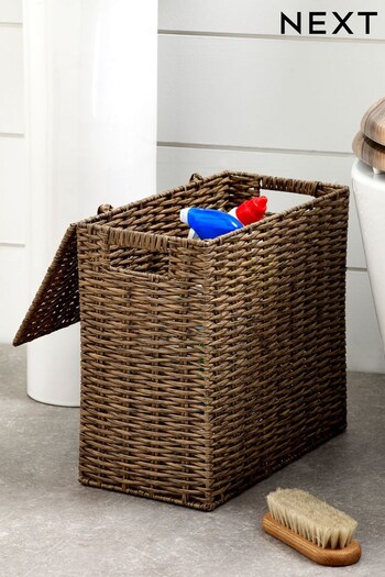 Natural Plastic Wicker Slimline Storage Basket (U02947) | £28