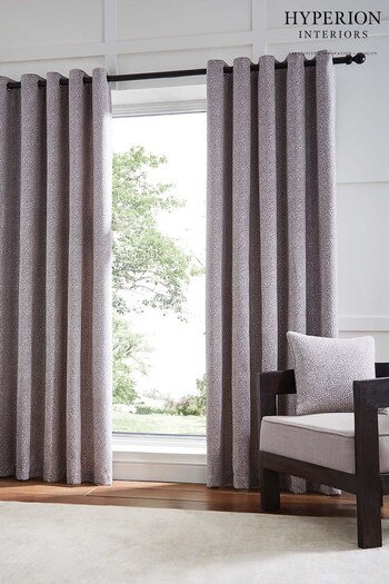 Hyperion Champagne Gold Eros Chenille Jacquard Weighted Eyelet Curtains (U03043) | £80 - £180