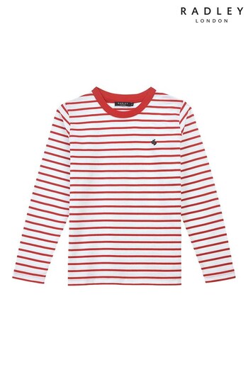 Radley London Blue Linden Gardens Stripe Long Sleeve Striped T-Shirt With Embroidered Detail (U03418) | £60