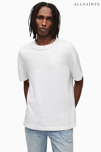 AllSaints Off White Isac Short Sleeve Crew T-Shirt (U03749) | £55