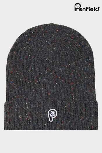 Penfield Grey Bear Badge Neppy Beanie Hat (U04112) | £25