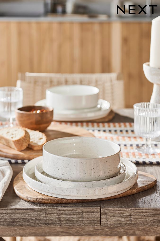 Cream Hayden Speckle 12 Piece Dinner Set (U04532) | £68