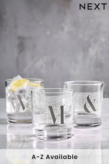 Silver Monogram Tumbler Glass (U04536) | £7
