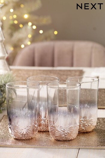 Rose Gold Celine Glassware Set of 4 Tumbler Glasses (U04563) | £26