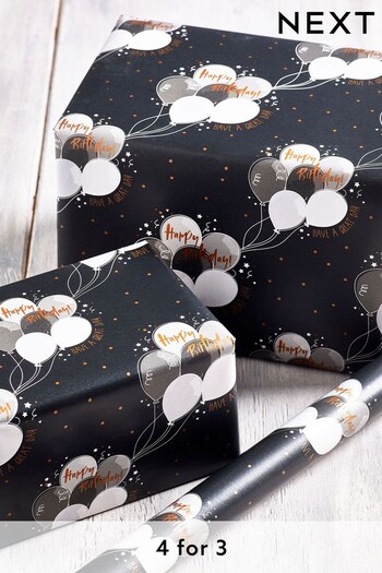 Grey Balloon Print 6M Gift Wrap (U04618) | £4.50