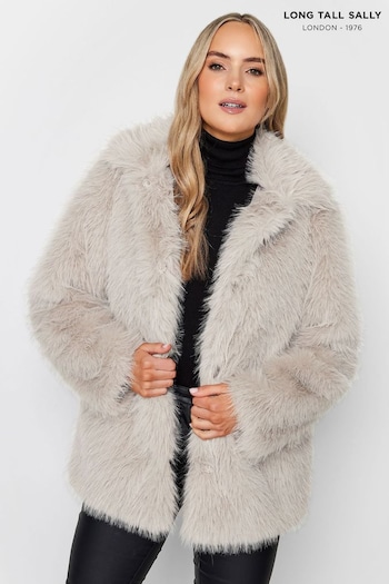 Long Tall Sally Natural Long Faux Fur Jacket (U06019) | £80