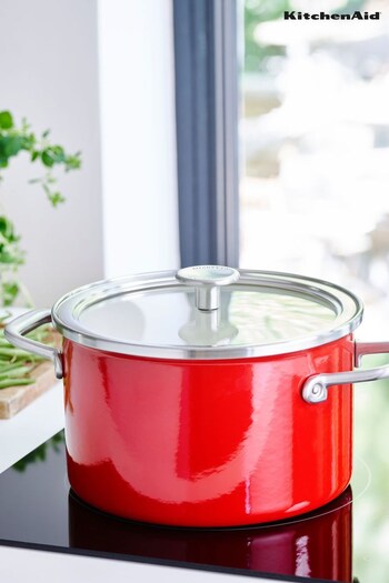 KitchenAid Red Enamel on Steel 20cm Casserole Dish (U06286) | £101