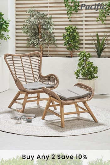 Pacific Natural Garden Aurora Chair And Hocker Stool Set (U06708) | £400