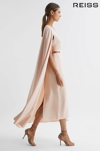 Reiss Nude Kate Cape-Style Midi Dress (U06728) | £298