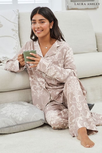 Laura Ashley Mauve Pink Button Through Pyjama Set (U06893) | £59