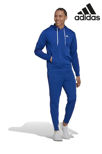 adidas Dark Blue eagle-print Sportswear Ribbed AEROREADY Tracksuit (U06986) | £70