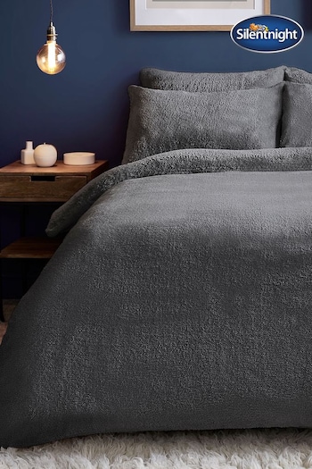 Silentnight Charcoal Grey Fleece Cosy Teddy Duvet Cover and Pillowcase Set (U08291) | £20 - £30