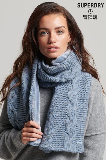 Superdry Blue Cable Knit Scarf (U08632) | £35
