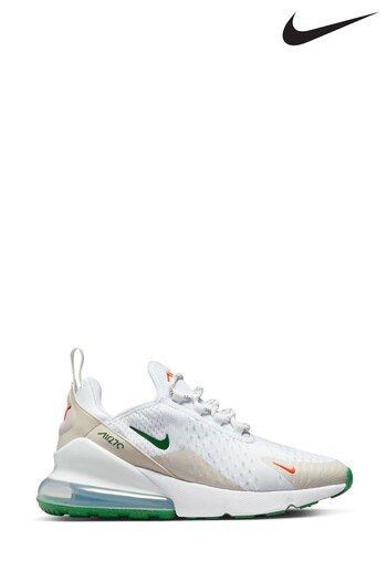 Nike edition White/Green Air Max 270 Youth Trainers (U08851) | £90