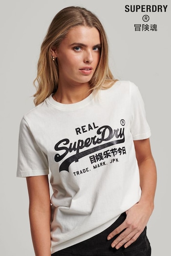 Superdry Vintage Logo Embellished White T-shirt (U08997) | £27