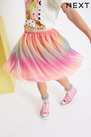 Pink Multi Ombre Rainbow Mesh Skirt (3-16yrs) (U09279) | £16 - £21
