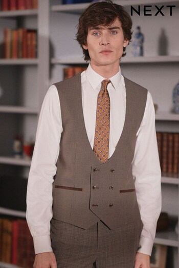Brown Check Suit Waistcoat (U09282) | £50
