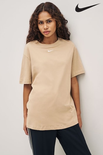 Nike Beige Mini Swoosh Oversized T-Shirt (U09355) | £38