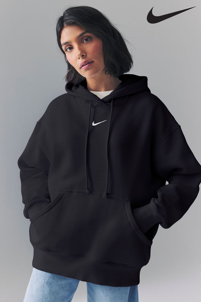 Nike Black Oversized Mini Swoosh Hoodie (U09366) | £60