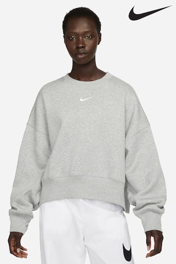 Nike Grey Oversized Mini Swoosh Sweatshirt (U09390) | £55