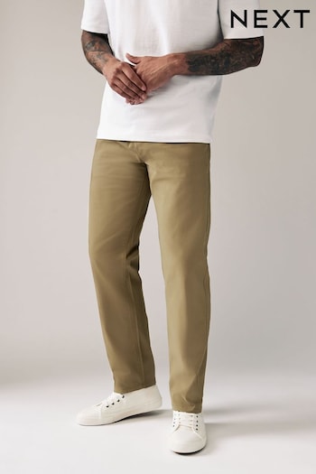 Light Tan Straight Stretch Chinos Trousers ribbed (U09502) | £22