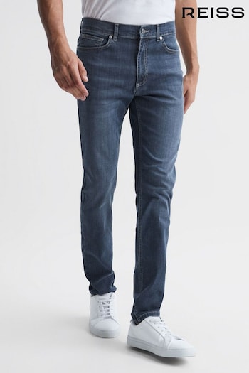 Reiss Washed Indigo James Jersey Slim Fit Washed Jeans shorts (U09735) | £118