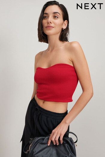 Red Bandeau Knit Top (U0N633) | £24