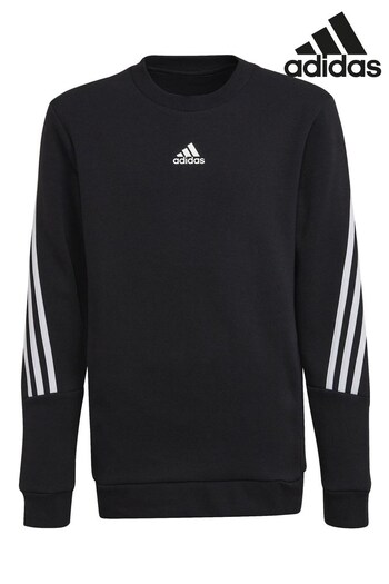 adidas Black Future Icons 3-Stripes Crew Sweatshirt (U10127) | £33