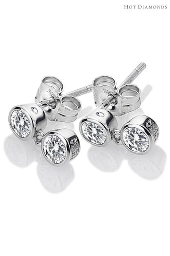 Hot Diamonds Silver Tone Tender White Topaz Double Drop Earrings (U10145) | £50