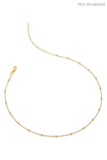 Hot Diamonds Gold Tone Embrace Beaded Cable 32-39cm Chain Necklace (U10152) | £25