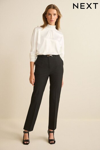 Black Belted Taper Trousers (U10413) | £36
