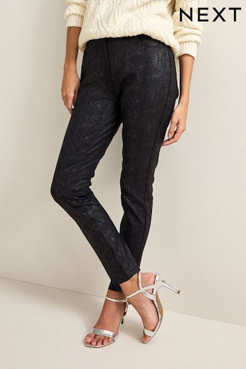 Black Coated Ponte Slim Leg Trousers Sleeve (U10416) | £25