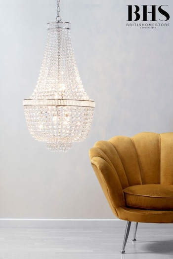 BHS Silver Emily Chandelier Ceiling Light (U10553) | £320