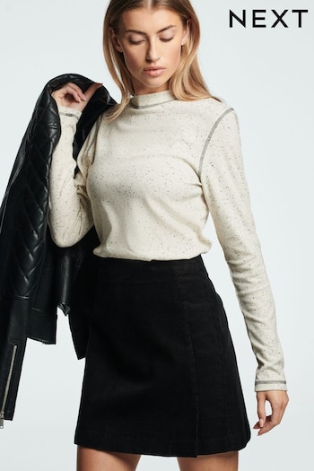 Black Cord Mini Skirt (U10613) | £20
