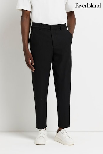 River Island Black Double Pleat Plisse Sleeve Trousers (U10694) | £40