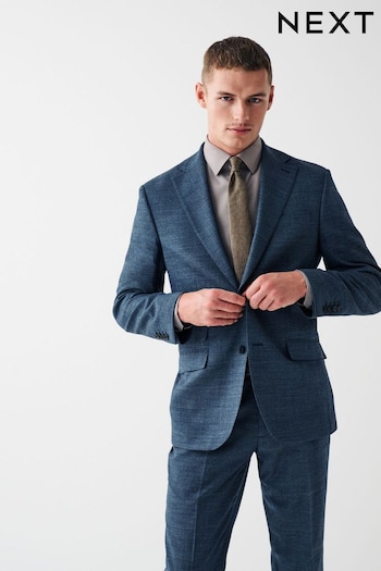 Blue Regular Fit Wool Blend Textured Suit (U11123) | £110