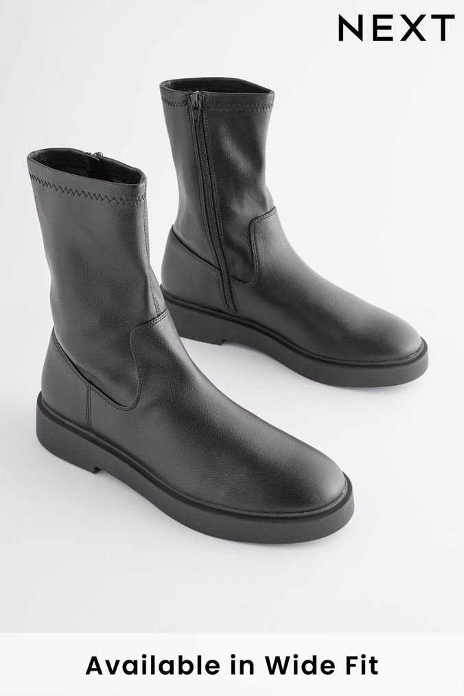Mid length flat best sale boots