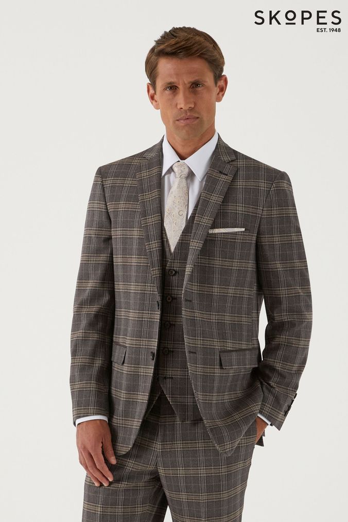 Skopes Ackley Brown Check Tailored Fit Suit Jacket (U11444) | £110
