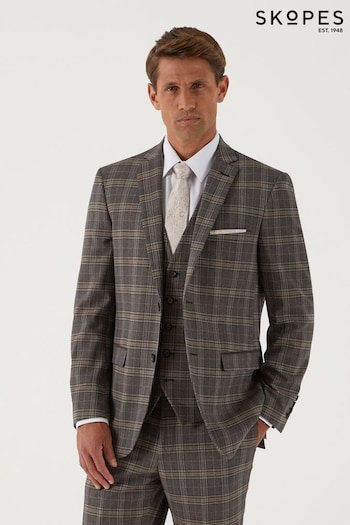 Skopes Ackley Brown Check Tailored Fit Suit Jacket (U11444) | £110