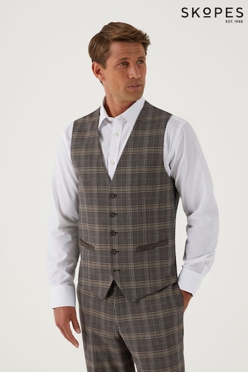 Skopes Ackley Brown Check Suit Waistcoat (U11446) | £55