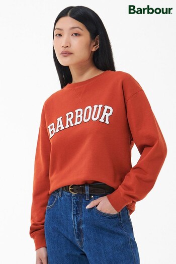 Barbour® Orange Northumberland Varisty Patch Sweatshirt (U11447) | £65