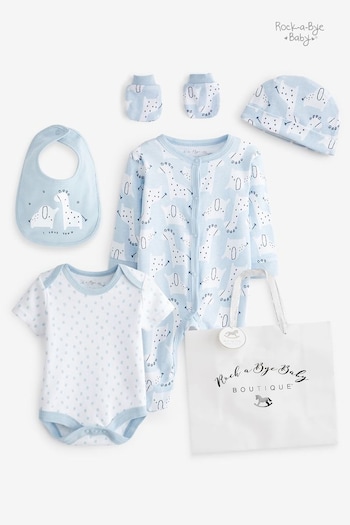 Rock-A-Bye Baby Boutique Blue Giraffe Print Cotton Set 5-Piece (U11742) | £25