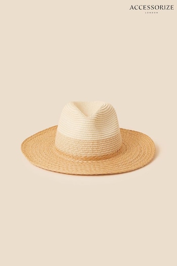 Accessorize Natural Contrast Weave Fedora Hat (U11919) | £25