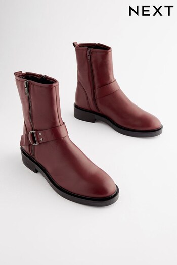 Burgundy Red Regular/Wide Fit Forever Comfort® D Ring Biker Ankle Boots (U12002) | £62