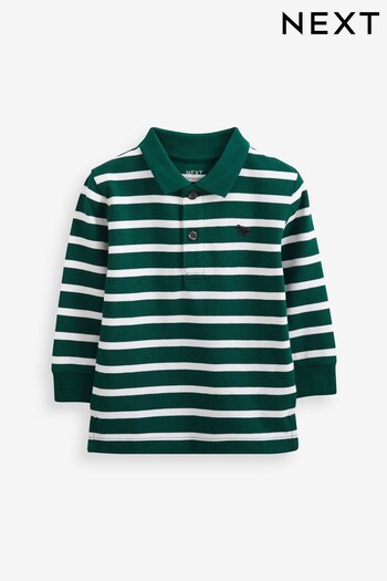 Green/White Long Sleeve Stripe Polo Shirt (3mths-7yrs) (U12059) | £5 - £7