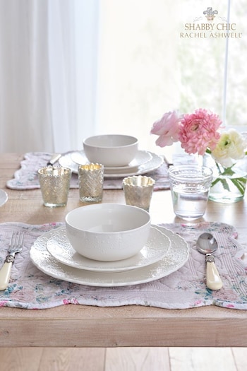 Shabby Chic by Rachel Ashwell® 12 Pack White Lace Embossed Fine China Dinner Set (U12087) | £75