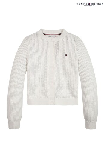Tommy Hilfiger White Crochet Cardigan (U12096) | £55 - £65