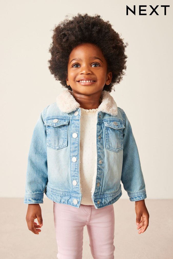 Girls jean jacket cheap with fur