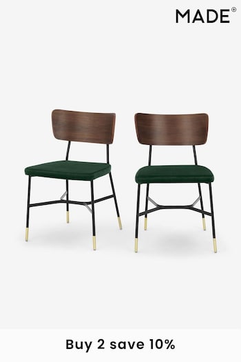 MADE.COM Set of 2 Green Amalyn Dining Chairs (U12148) | £349