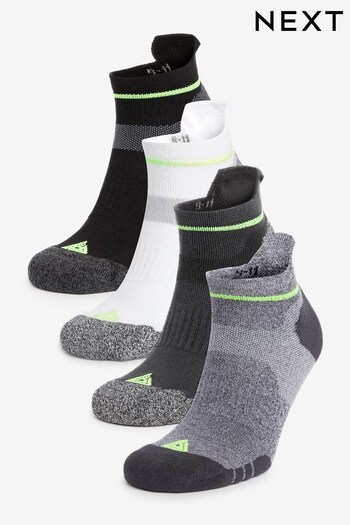 Black/White 4 Pack 4 Pack Active Cushioned Sports Trainer Socks (U12150) | £12